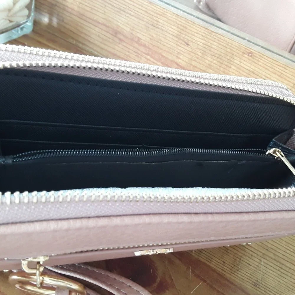 Blush double zipper wristlet  wallet